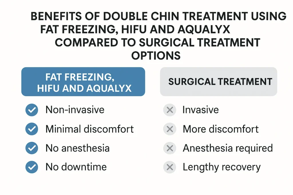 Graphic about the benefits of double chin treatment SCOTLAND - from LA LIPO