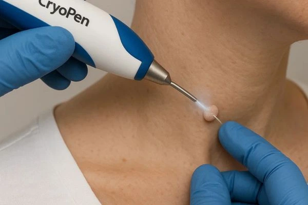 Person receiving cryotherapy SCOTLAND for skin tag removal